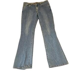 Vtg Irle Jeans Womens Designer Jamaican style Flare Stretch Boho Hippie sz 11